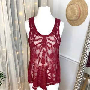 NWT Evereve Allison Joy Maroon Lace Tank